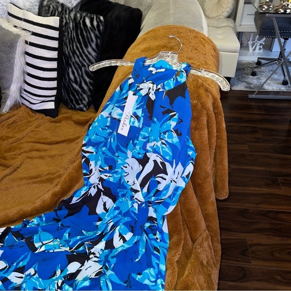 Parker Diane Surplice Wrap Dress Blue Floral - Picture 4 of 11